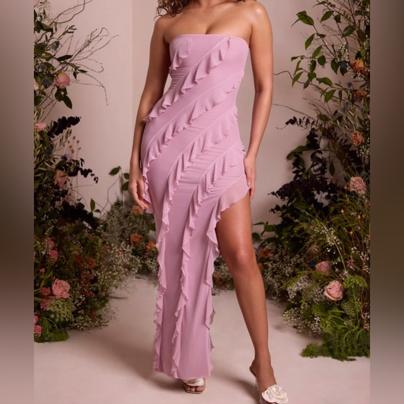 Oh Polly Dresses & Skirts - Oh Polly Dusty Rose Ruffle Dress Size 2